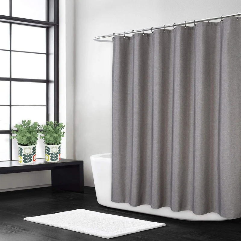 Tenda da doccia impermeabile in poliestere Garvee con ganci per bagni e vasche da bagno, 152,4 x 182,9 cm, grigio