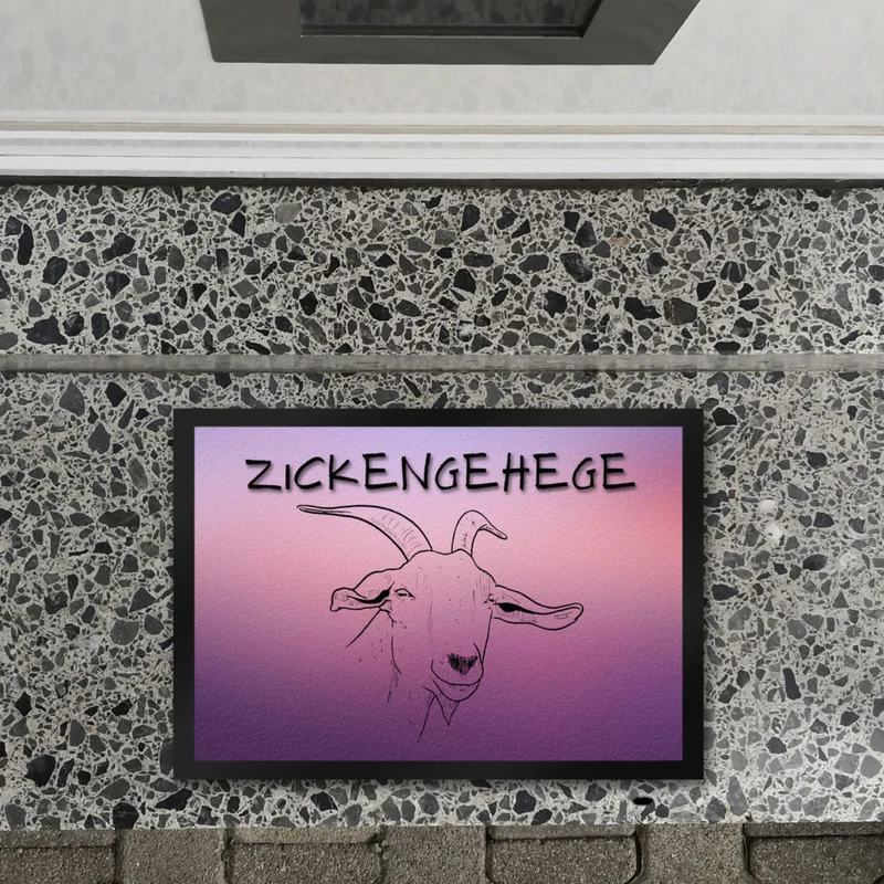 Zickengehege Fußmatte in 35x50 cm - Zicke begrüßt Gäste Variante 1