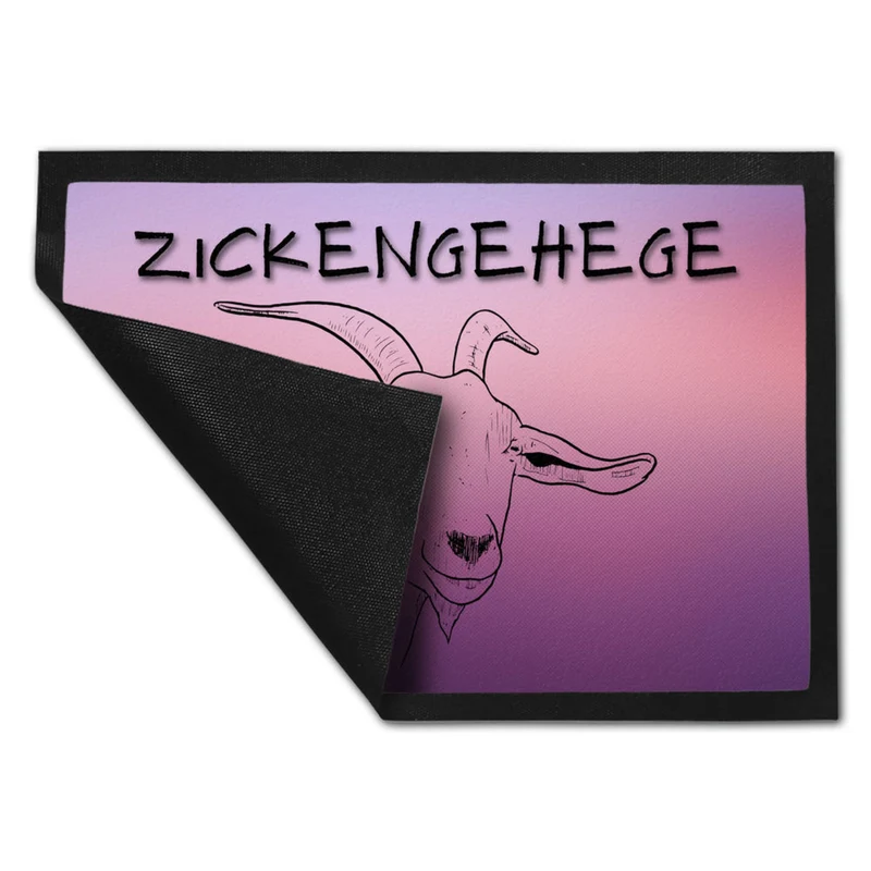 Zickengehege Fußmatte in 35x50 cm - Zicke begrüßt Gäste Variante 1