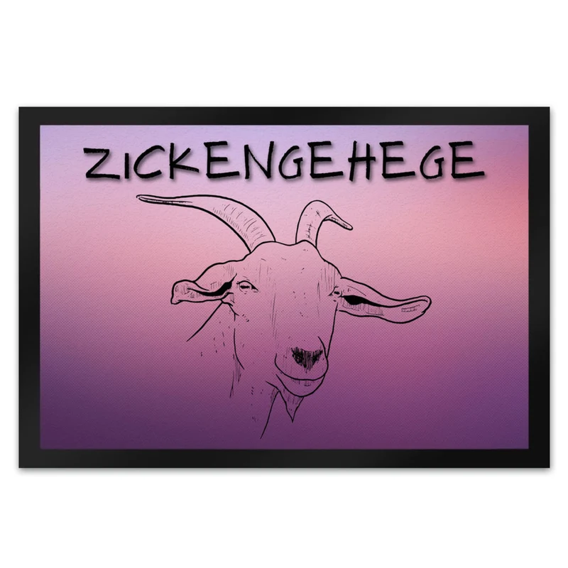Zickengehege Fußmatte in 35x50 cm - Zicke begrüßt Gäste Variante 1