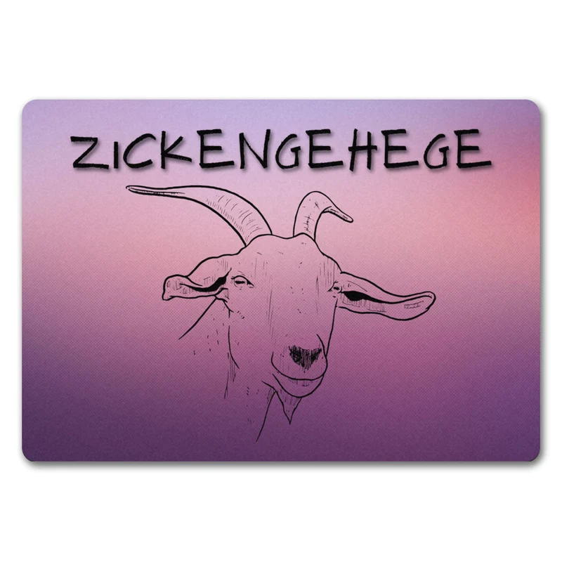 Zickengehege Fußmatte in 35x50 cm - Zicke begrüßt Gäste Variante 1