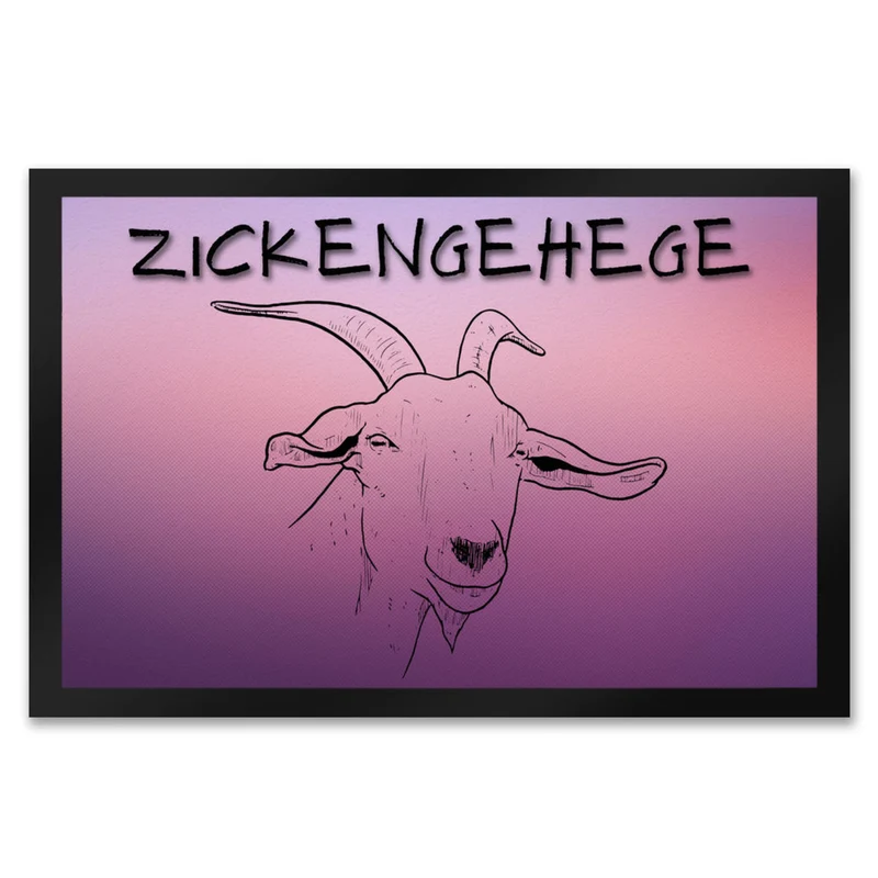 Zickengehege Fußmatte in 35x50 cm - Zicke begrüßt Gäste Variante 1