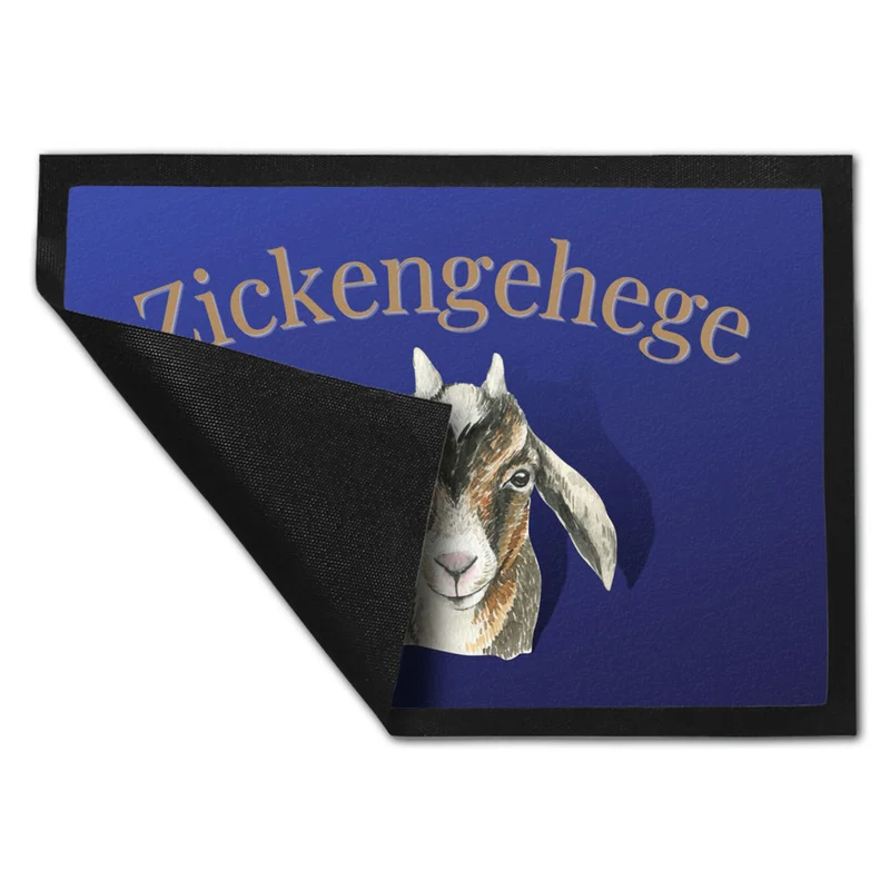 Zickengehege Fußmatte in 35x50 cm - Zicke begrüßt Gäste Variante 1