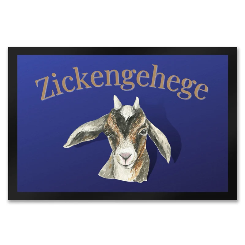 Zickengehege Fußmatte in 35x50 cm - Zicke begrüßt Gäste Variante 1