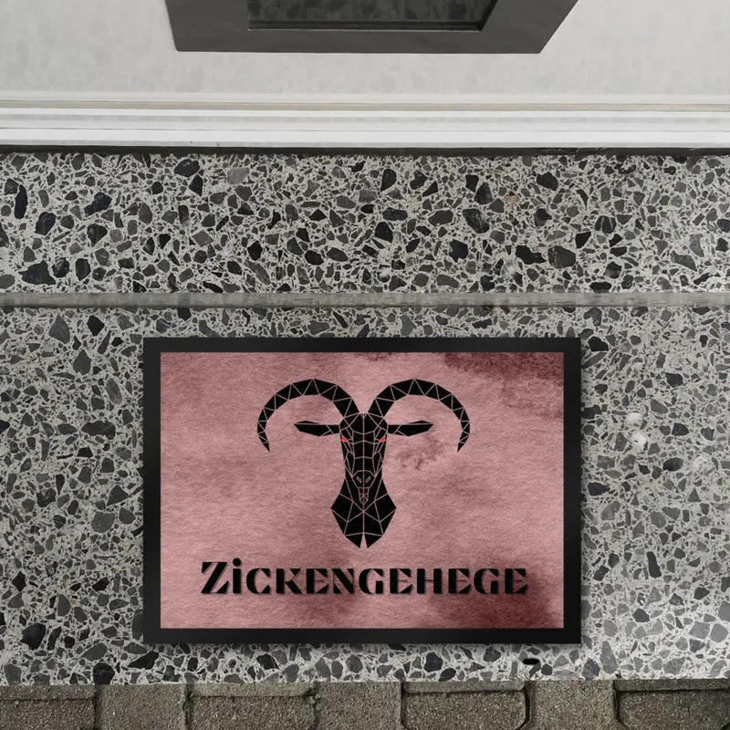 Zickengehege Fußmatte in 35x50 cm - Zicke begrüßt Gäste Variante 1