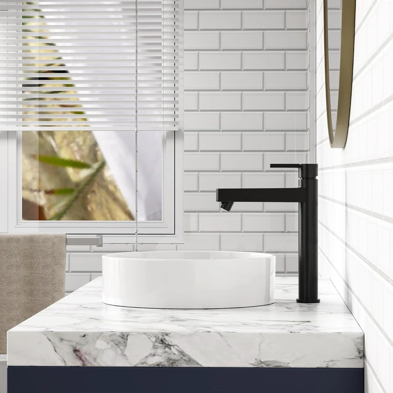 Lavabo rotondo Garvee 18x18" in ceramica bianca moderna smaltata antigraffio per bagno e bar