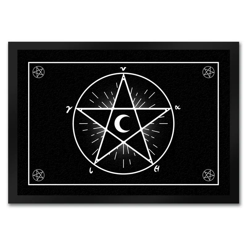 Fußmatte mit Pentagramm im coolen Halloween Design -Weiß