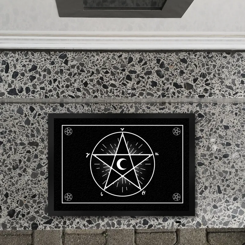 Fußmatte mit Pentagramm im coolen Halloween Design -Weiß