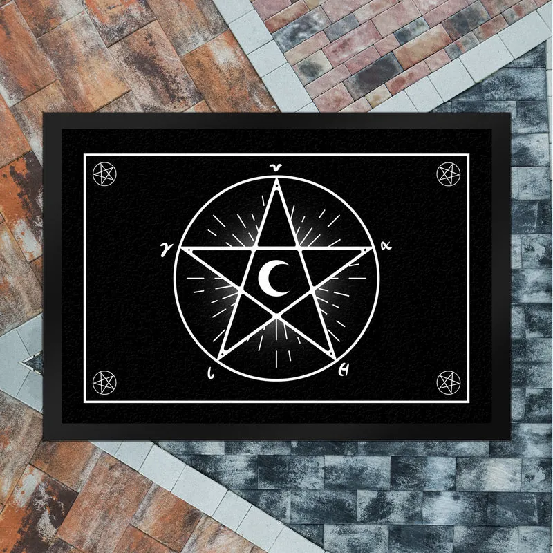 Fußmatte mit Pentagramm im coolen Halloween Design -Weiß