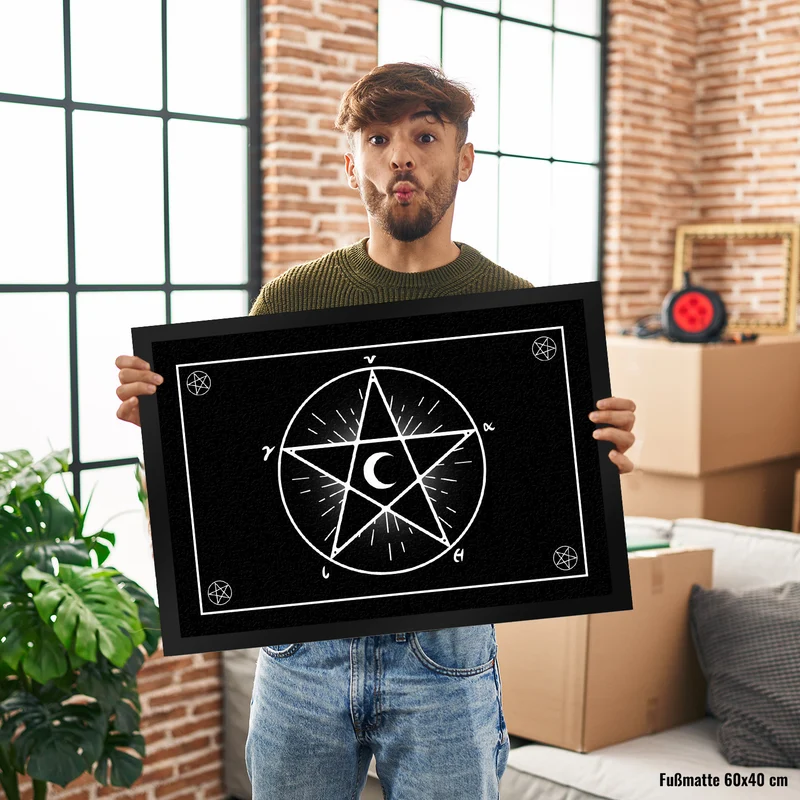 Fußmatte mit Pentagramm im coolen Halloween Design -Weiß