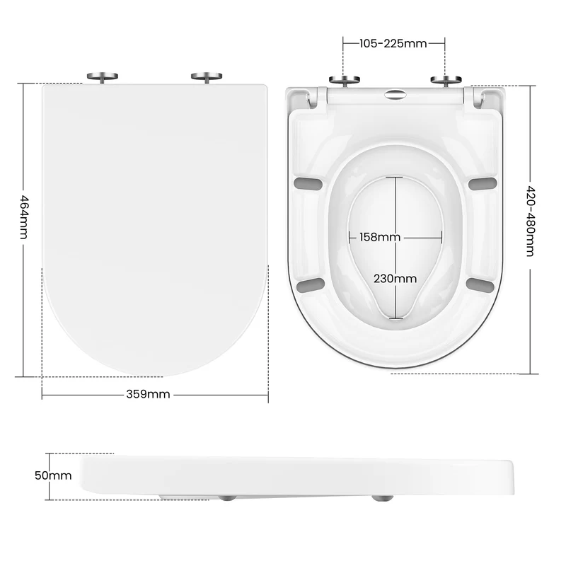 Garvee D-Form WC-Sitz UF-Duroplast Mit Kindersitz, Softclose, Quick-Release, Edelstahl Scharniere Für Gewerblichen Gebrauch, Große Europäische Größe, Antibakteriell