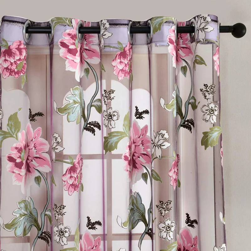 Tenda in poliestere semitrasparente ricamata Garvee Peomies con perline per soggiorno e camera da letto 1x2,5 metri multicolore