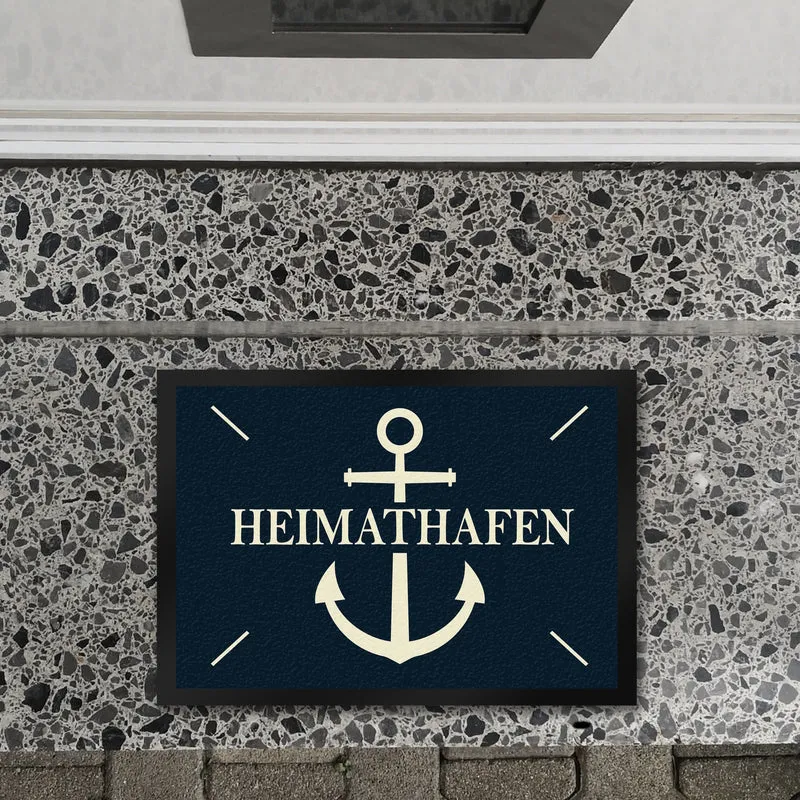 Heimathafen Fußmatte mit Anker Motiv