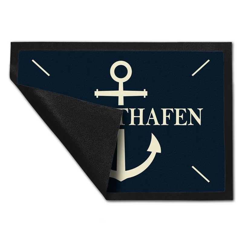 Heimathafen Fußmatte mit Anker Motiv
