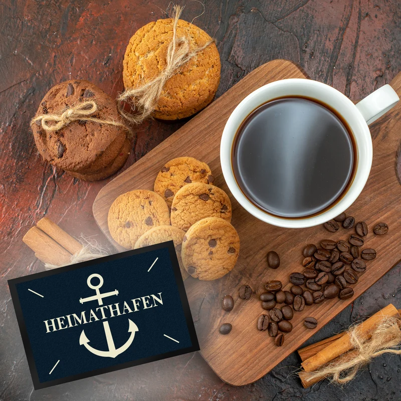 Heimathafen Fußmatte mit Anker Motiv