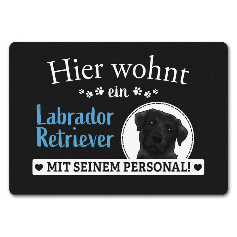 Hier wohnt ein Golden Retriever mit seinem Personal Fußmatte