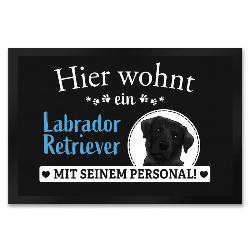 Hier wohnt ein Golden Retriever mit seinem Personal Fußmatte