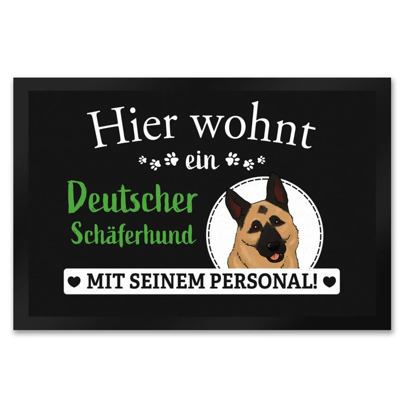 Hier wohnt ein Golden Retriever mit seinem Personal Fußmatte