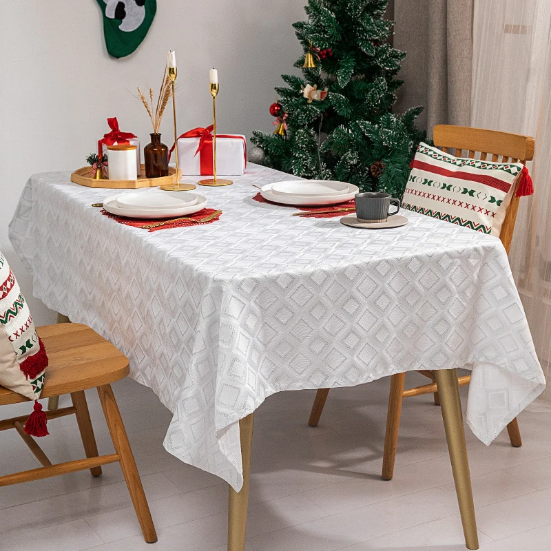 Gewebte Jacquard-Tischdecke mit Diamantrelief und pflegeleichtem Baumwollmix Karnz