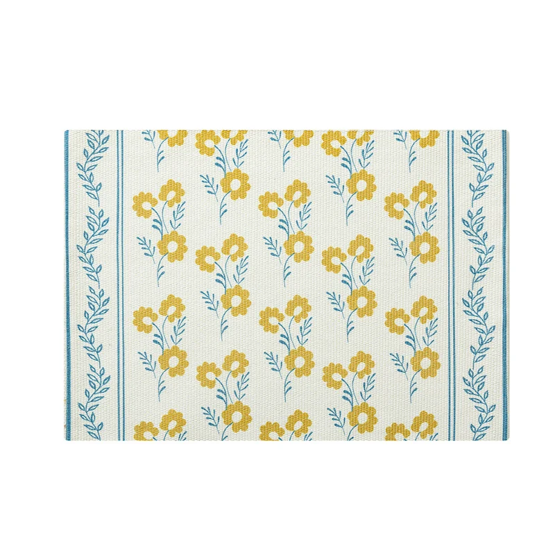 Floraler gewebter Badteppich mit Jacquard-Struktur, saugfähiger Baumwolloberfläche und rutschfester Unterseite Karnz