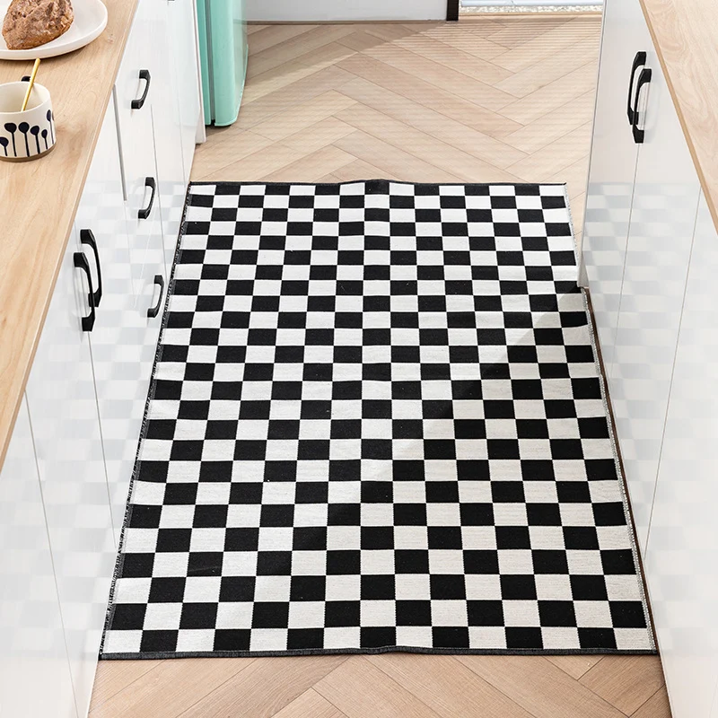 Flachgewebter Wohnzimmer-Teppichläufer mit geometrischem Halbkreis-Design und PVC-Anti-Rutsch Karnz