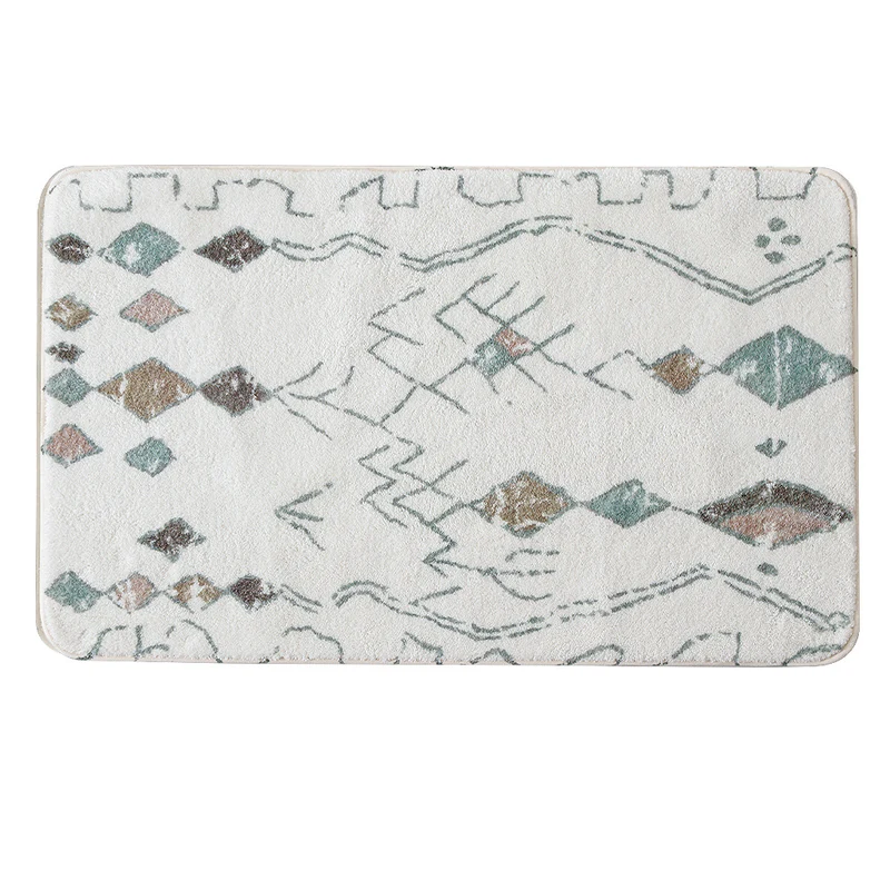 Boho-Baumwoll-Badvorleger mit Fransen und geometrischem Diamantmuster Karnz