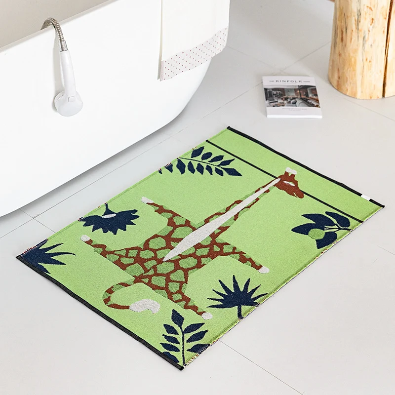 Badematte mit Giraffen-Design, saugfähigem Mikrofaserflor und rutschfester Unterseite Karnz