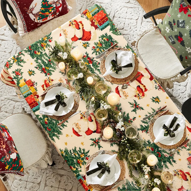 Weihnachtliche Tischdecke aus Baumwollmischgewebe mit wasserabweisender Oberfläche und festlichem Muster Karnz