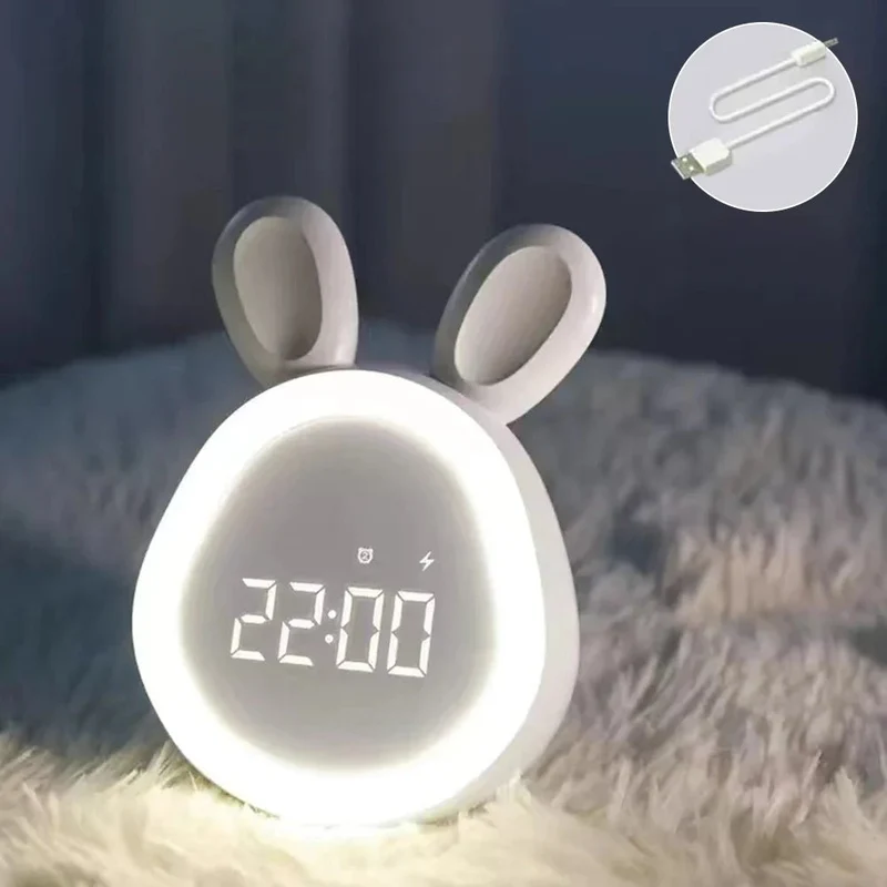 WakkerKonijn – Barneklok med LED-nattlys og leken kanin-design | Luvikno