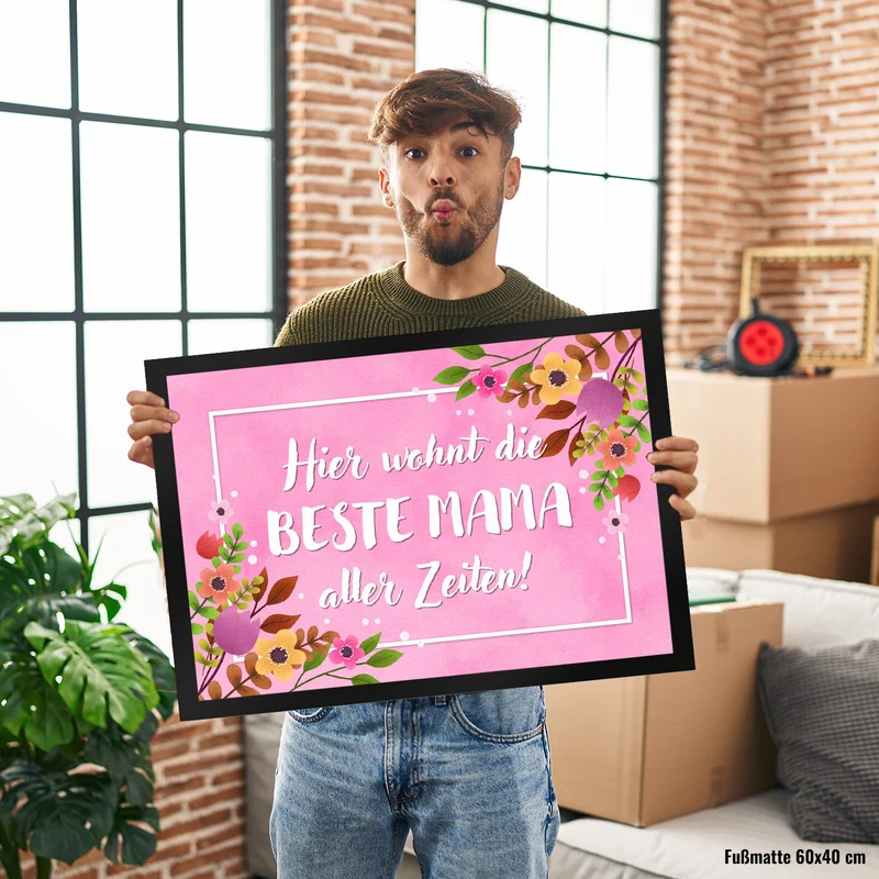 Hier wohnt die Beste Mama aller Zeiten Fußmatte zum Muttertag