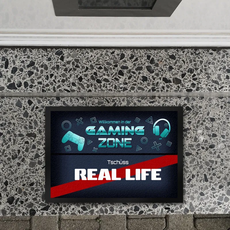 Willkommen in der Gaming Zone Tschüss Real Life Fußmatte