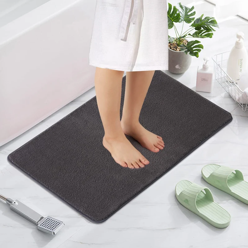 Tappetini da bagno antiscivolo GARVEE, tappetini da bagno antiscivolo, lavabili in lavatrice, morbidi tappetini da bagno in microfibra, grigio scuro, 50x80 cm
