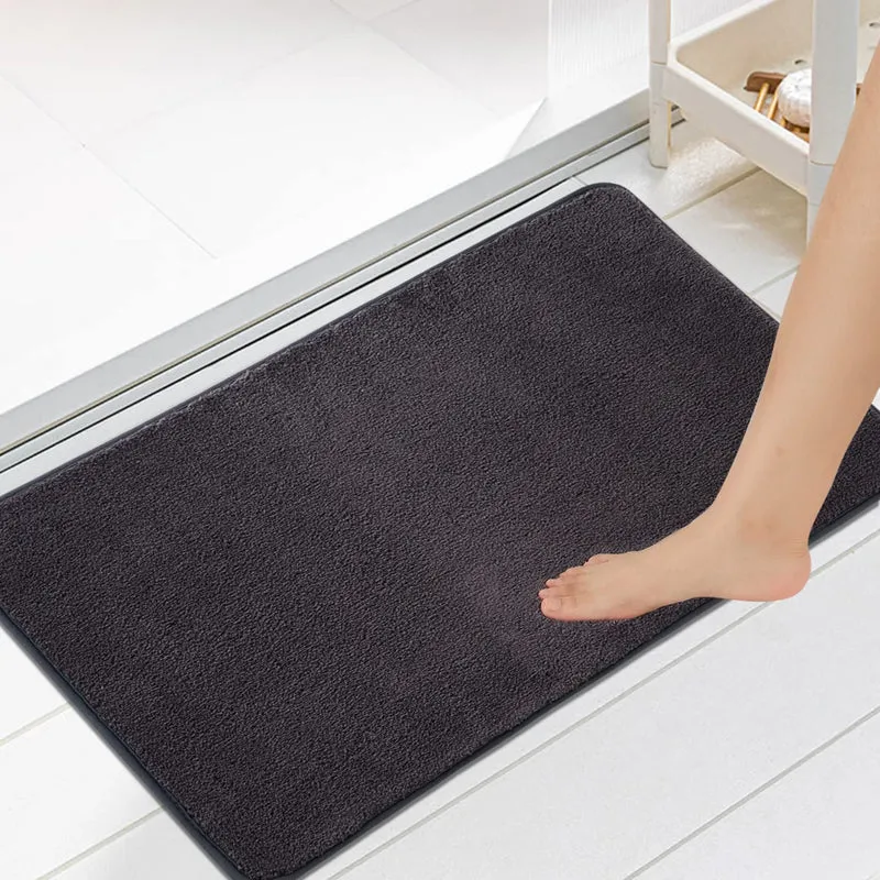 Tappetino da bagno in microfibra di qualità alberghiera GARVEE, antiscivolo, grigio scuro, 40x60 cm