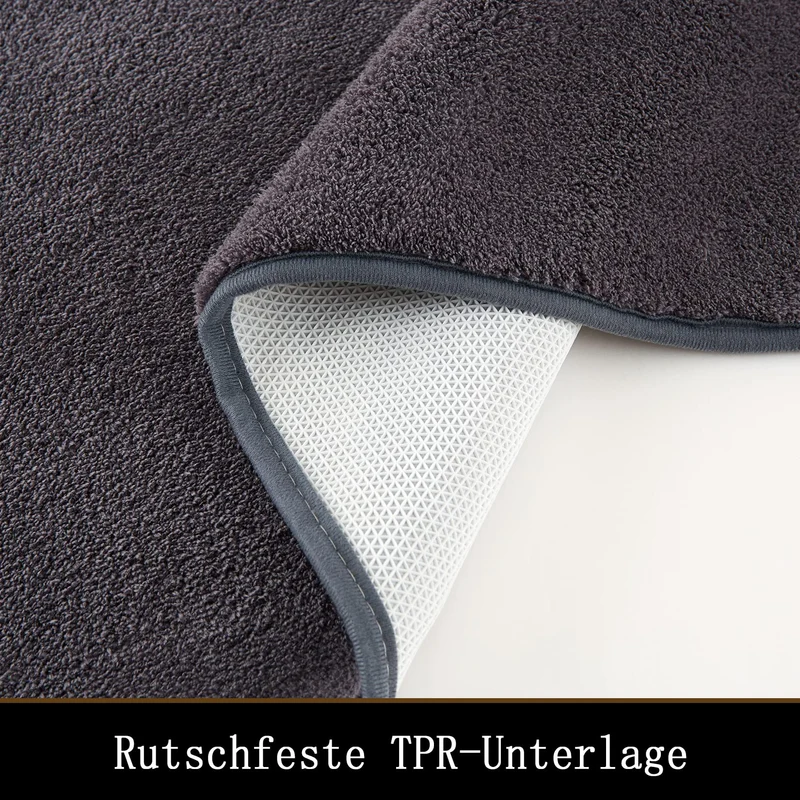 Tappetino da bagno in microfibra di qualità alberghiera GARVEE, antiscivolo, grigio scuro, 40x60 cm