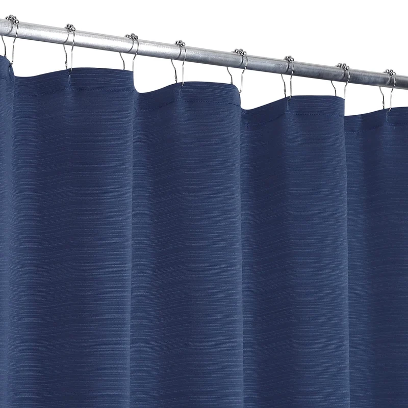 Tenda da doccia GARVEE blu navy a righe, leggera, lavabile, di qualità alberghiera, 183x198 cm, in morbido lino, blu scuro, accessorio da bagno testurizzato