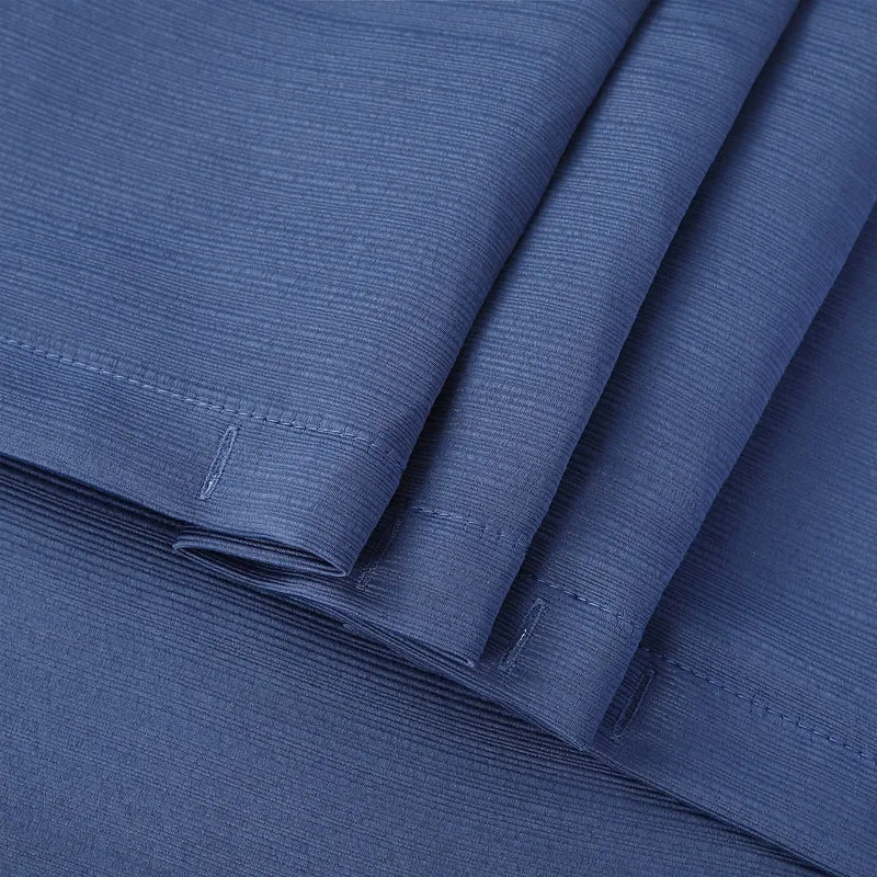 Tenda da doccia GARVEE blu navy a righe, leggera, lavabile, di qualità alberghiera, 183x198 cm, in morbido lino, blu scuro, accessorio da bagno testurizzato