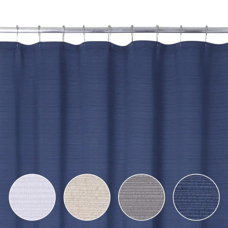Tenda da doccia GARVEE con strisce testurizzate, lavabile, resistente alla muffa, effetto lino, blu navy, 183x213 cm, qualità alberghiera, bagno