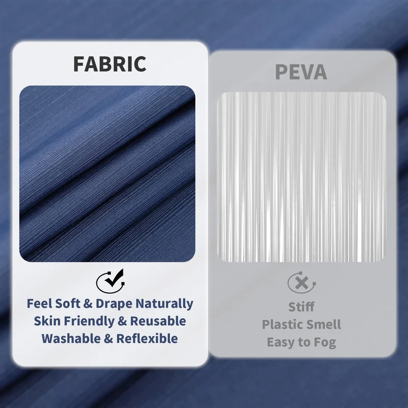 Tenda da doccia GARVEE con strisce testurizzate, lavabile, resistente alla muffa, effetto lino, blu navy, 183x213 cm, qualità alberghiera, bagno