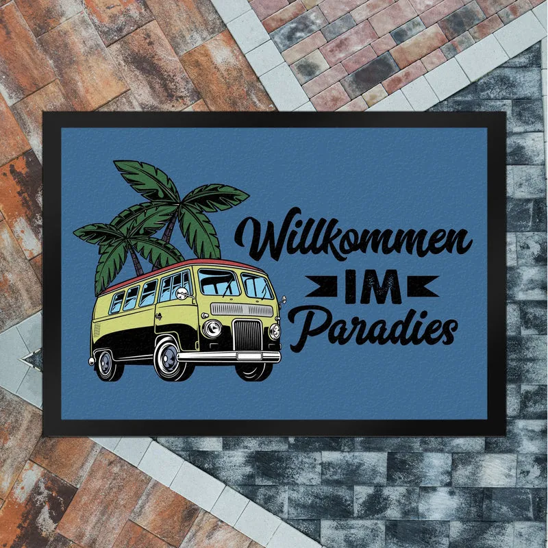 Willkommen im Paradies Campervan Fußmatte in 35x50 cm