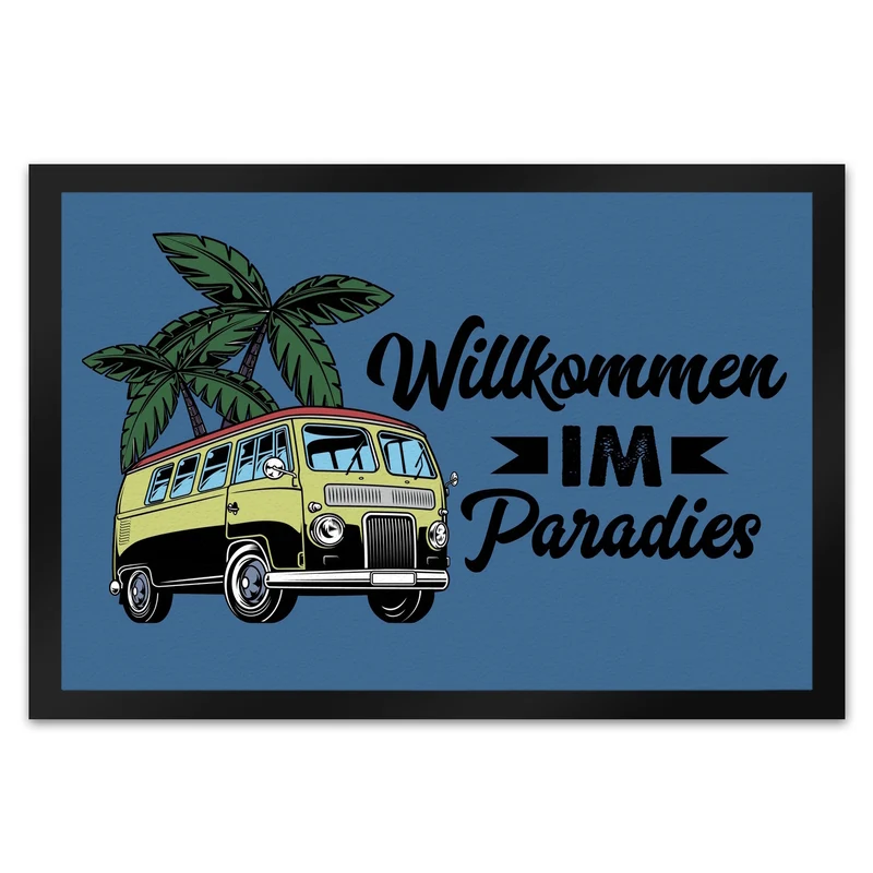 Willkommen im Paradies Campervan Fußmatte in 35x50 cm
