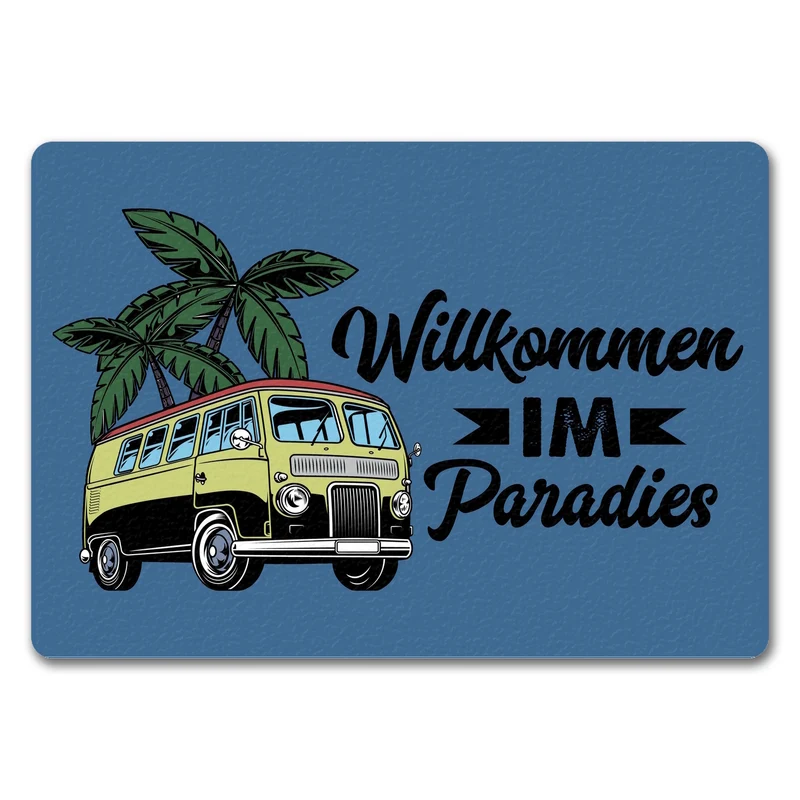 Willkommen im Paradies Campervan Fußmatte in 35x50 cm