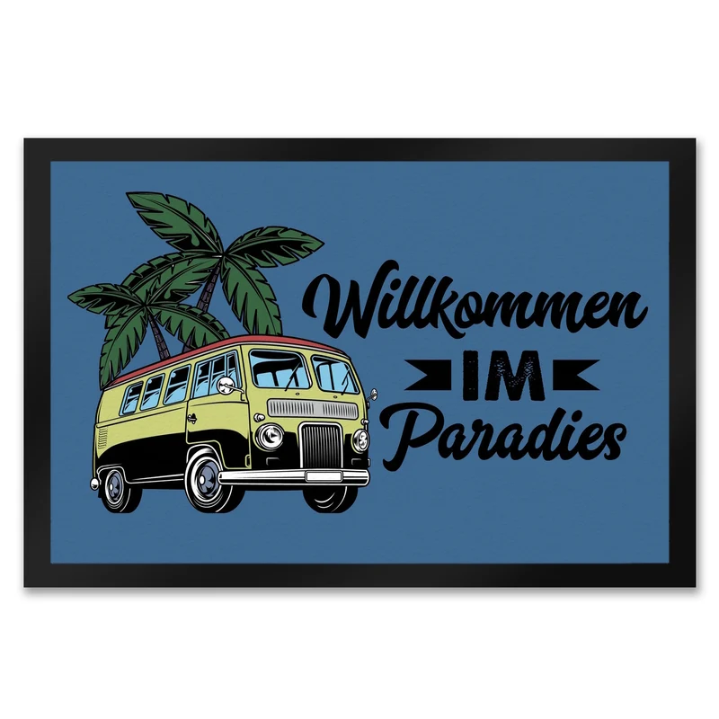 Willkommen im Paradies Campervan Fußmatte in 35x50 cm