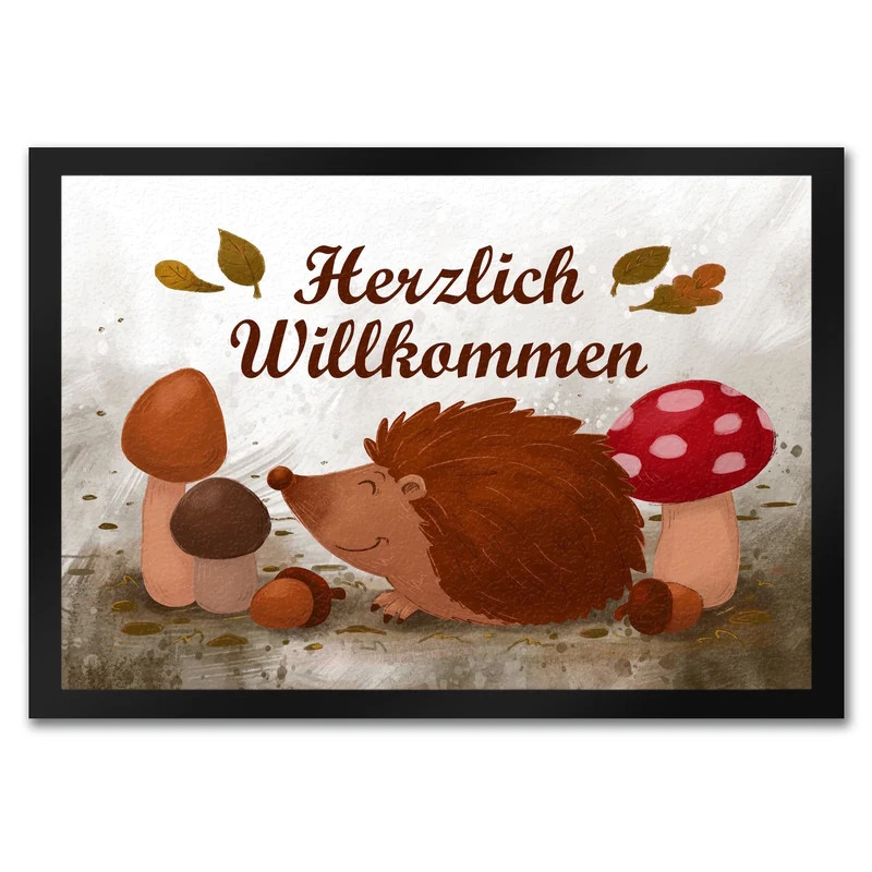 Herzlich Willkommen Fußmatte mit niedlichem Igel