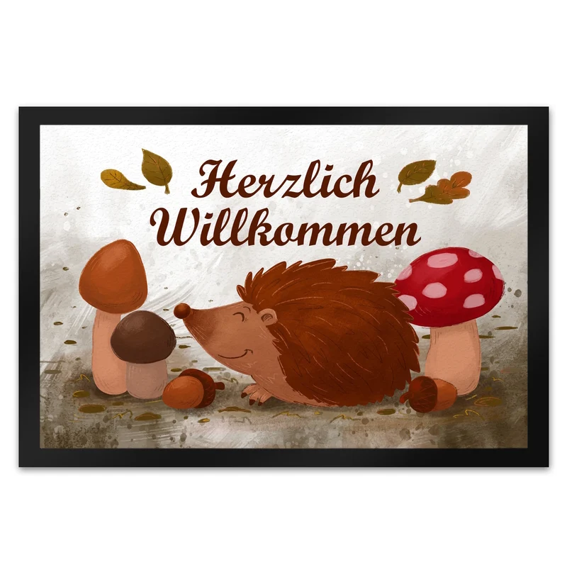 Herzlich Willkommen Fußmatte mit niedlichem Igel