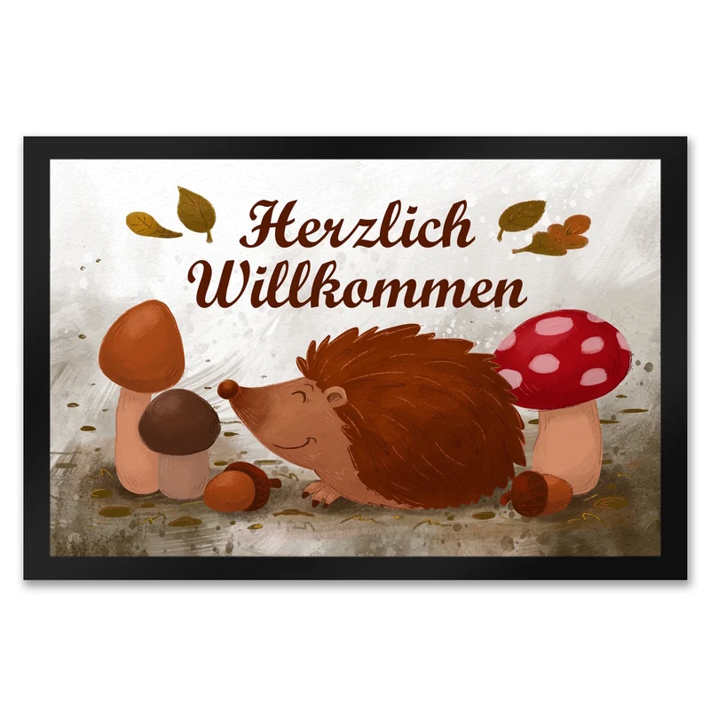 Herzlich Willkommen Fußmatte mit niedlichem Igel
