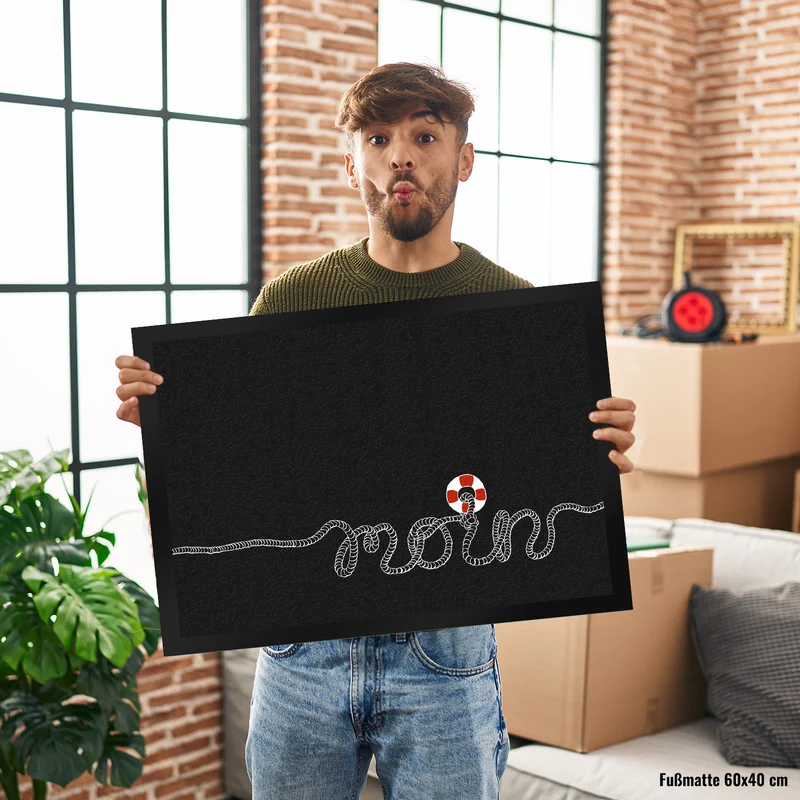 Fußmatte mit Moin-Schriftzug und Rettungsring