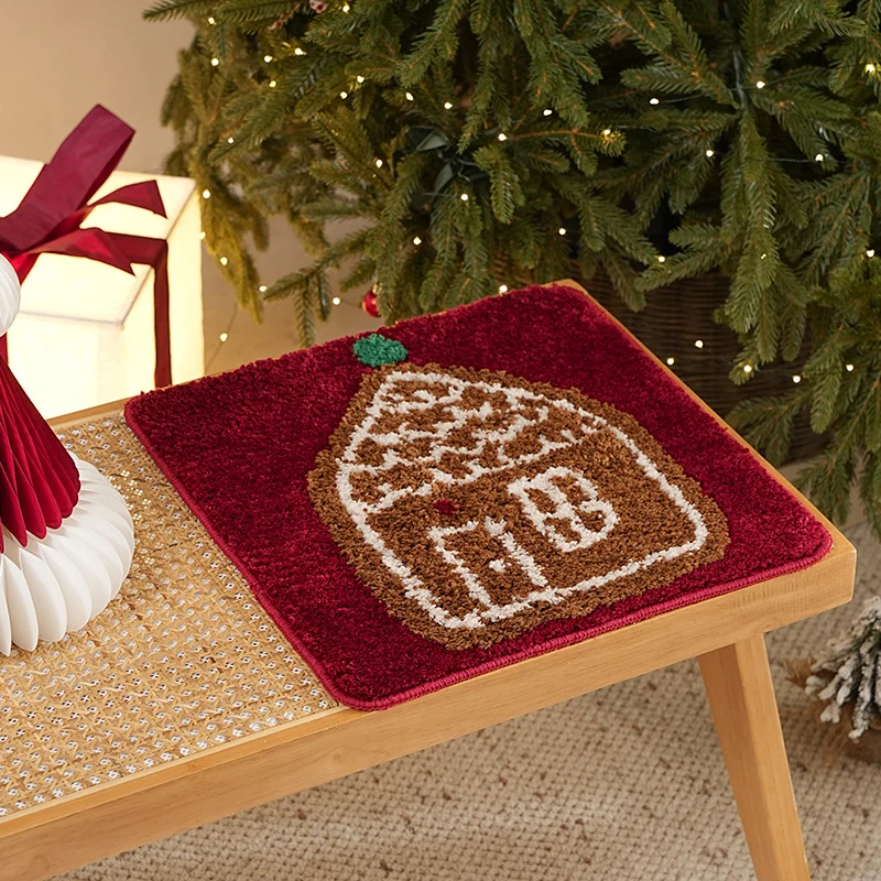 Getuftetes weihnachtliches Tischset mit Lebkuchenhaus-Motiv Karnz
