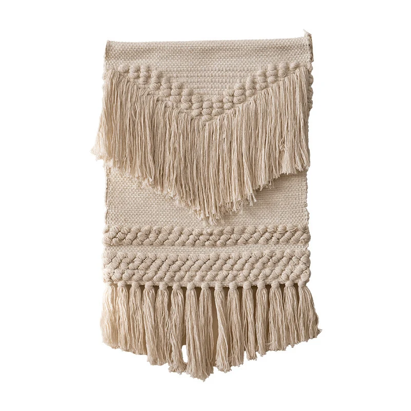 Boho-Wandbehang Makramee mit handgeknüpften Fransen und gewebten Zopfmustern Karnz