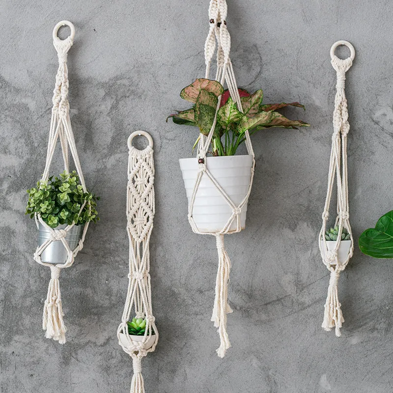 Boho-Makramee Pflanzenhänger-Set mit handgeknoteten Quasten und verstellbaren Schlaufen Karnz