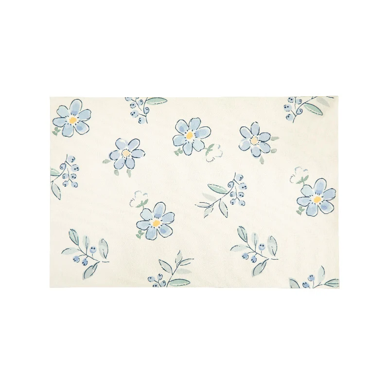 Bedrucktes rechteckiges Platzset aus Baumwollmischung mit Blumen-Illustrationsdruck und kontrastbordüre Karnz